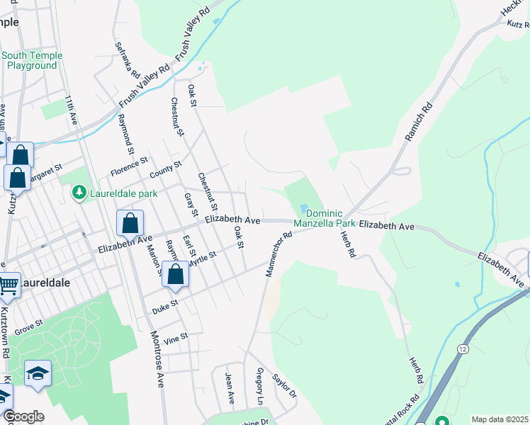 map of restaurants, bars, coffee shops, grocery stores, and more near 2113 Elizabeth Avenue in Laureldale