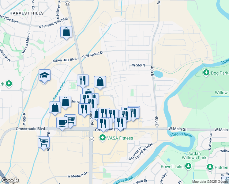 map of restaurants, bars, coffee shops, grocery stores, and more near 148 Carbonell Way in Saratoga Springs