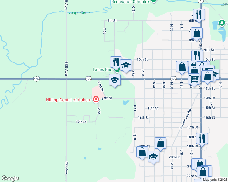 map of restaurants, bars, coffee shops, grocery stores, and more near 1829 Central Avenue in Auburn