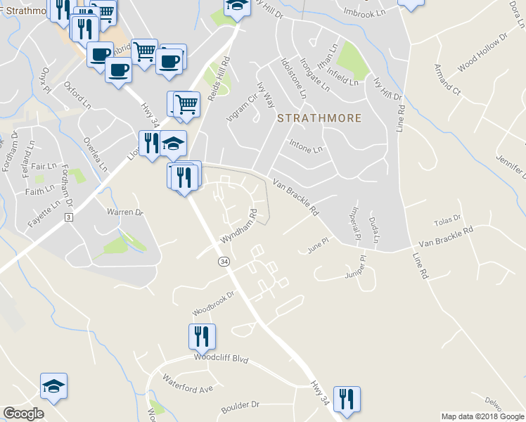 map of restaurants, bars, coffee shops, grocery stores, and more near 171 Edinburgh Court in Matawan