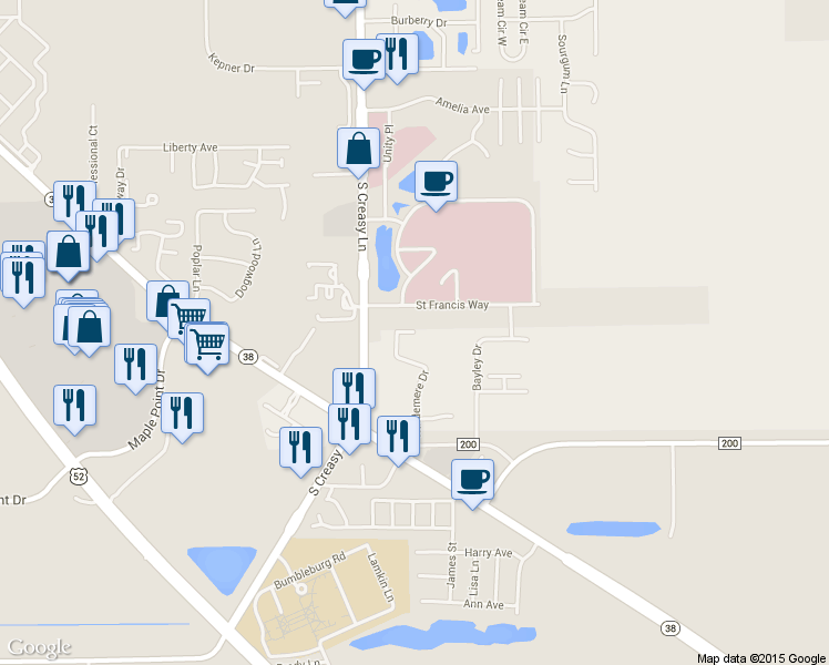 map of restaurants, bars, coffee shops, grocery stores, and more near 1600-1798 Briarwood Court in Lafayette