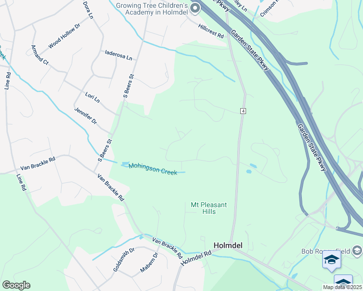 map of restaurants, bars, coffee shops, grocery stores, and more near 24 Longview Drive in Holmdel