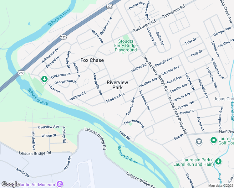map of restaurants, bars, coffee shops, grocery stores, and more near in Riverview Park