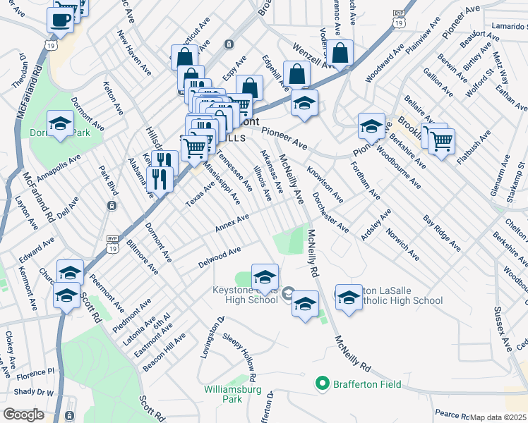 map of restaurants, bars, coffee shops, grocery stores, and more near 1144 Tennessee Avenue in Pittsburgh