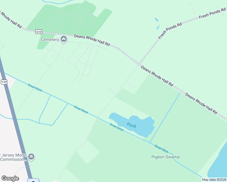 map of restaurants, bars, coffee shops, grocery stores, and more near 105 Fresh Ponds Road in Monroe Township