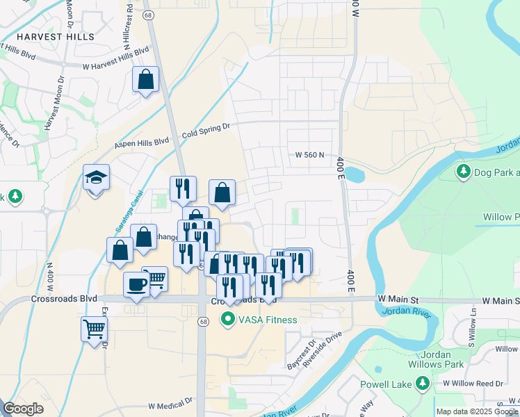 map of restaurants, bars, coffee shops, grocery stores, and more near 148 Carbonell Way in Saratoga Springs
