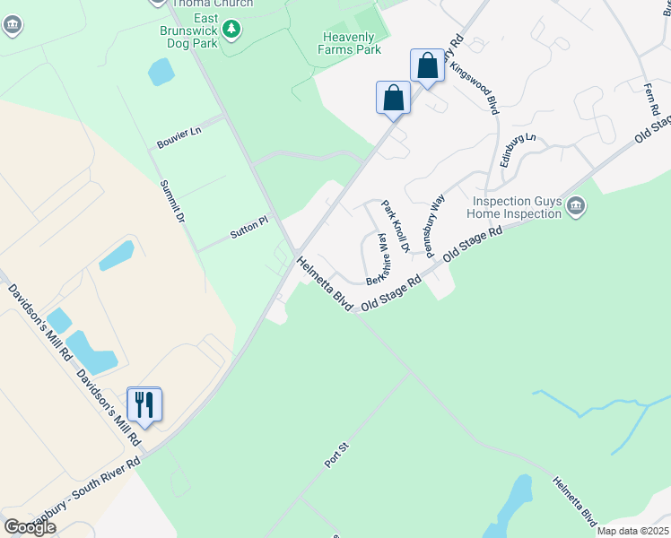 map of restaurants, bars, coffee shops, grocery stores, and more near 8 Berkshire Way in East Brunswick