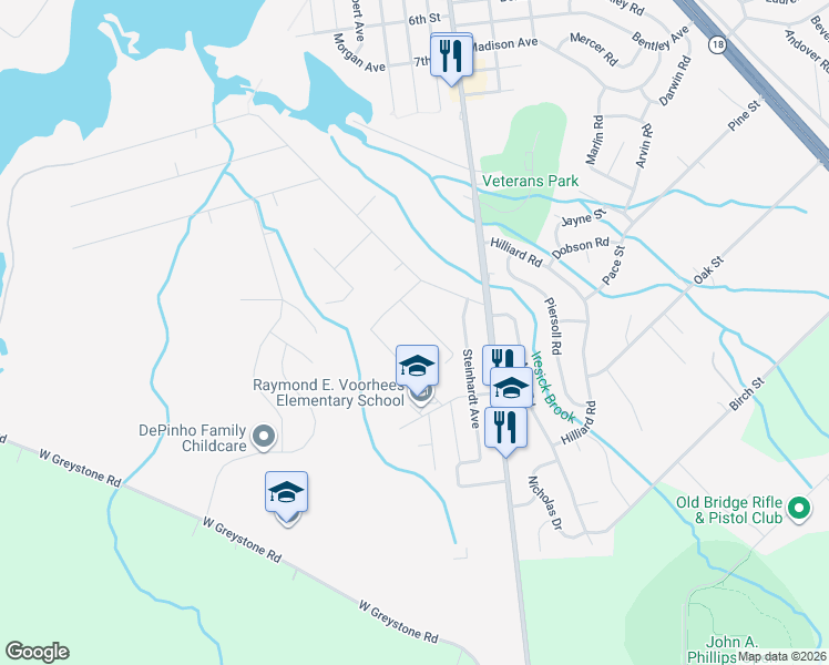 map of restaurants, bars, coffee shops, grocery stores, and more near 9 Prospect Street in Old Bridge