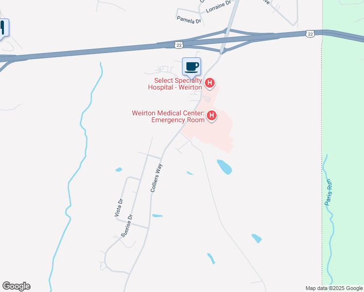 map of restaurants, bars, coffee shops, grocery stores, and more near 705 Colliers Way in Weirton