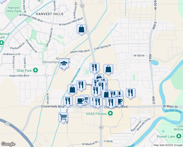 map of restaurants, bars, coffee shops, grocery stores, and more near 37 West Sergeant Court Drive in Saratoga Springs