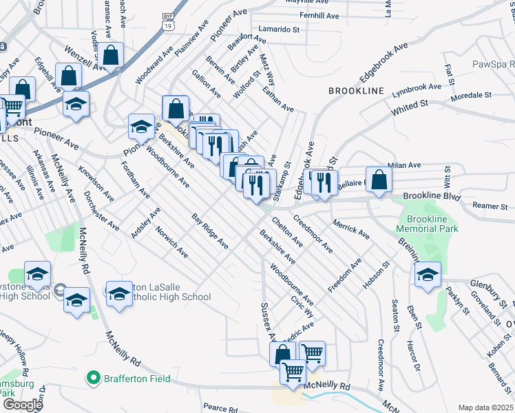map of restaurants, bars, coffee shops, grocery stores, and more near 954 Chelton Avenue in Pittsburgh