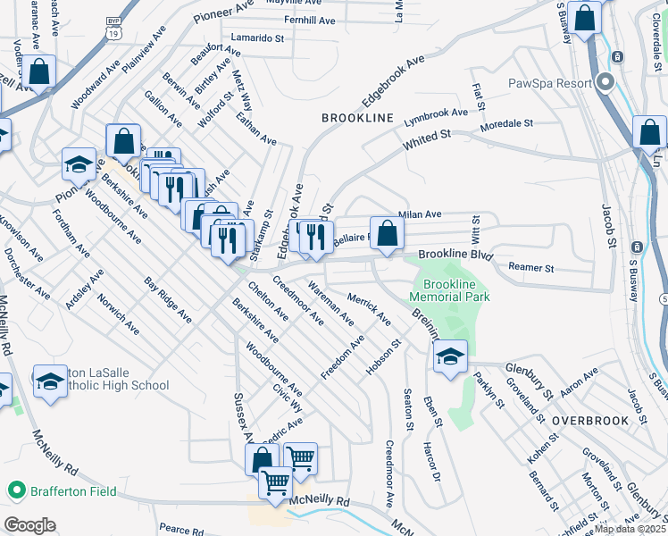 map of restaurants, bars, coffee shops, grocery stores, and more near in Pittsburgh