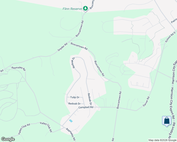 map of restaurants, bars, coffee shops, grocery stores, and more near 1113 Redoak Drive in Harrison City