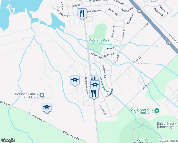 map of restaurants, bars, coffee shops, grocery stores, and more near 1283 Englishtown Road in Old Bridge