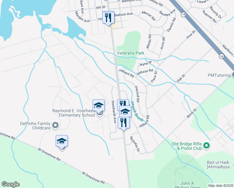 map of restaurants, bars, coffee shops, grocery stores, and more near 1283 Englishtown Road in Old Bridge