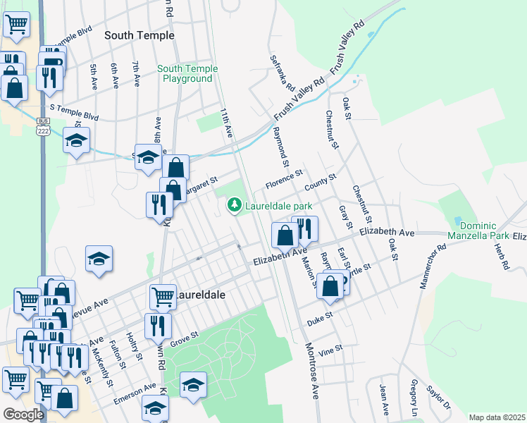 map of restaurants, bars, coffee shops, grocery stores, and more near 3514 Montrose Avenue in Laureldale