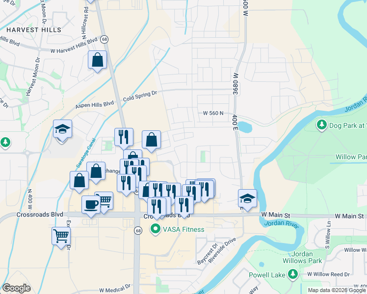 map of restaurants, bars, coffee shops, grocery stores, and more near 1644 Venetian Way in Saratoga Springs