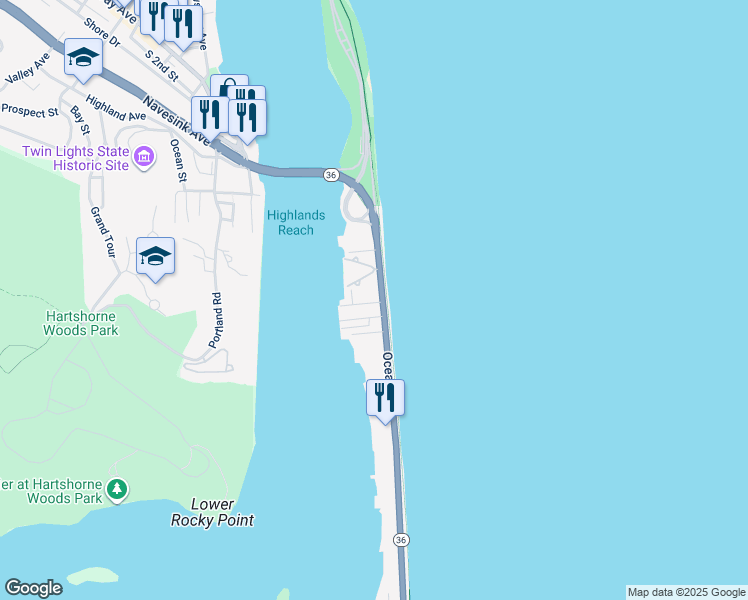 map of restaurants, bars, coffee shops, grocery stores, and more near 210 Ocean Avenue in Sea Bright
