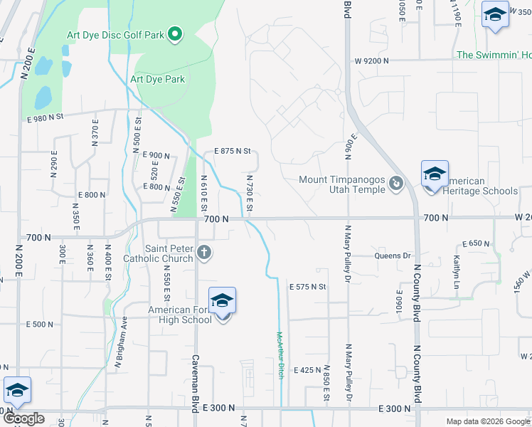 map of restaurants, bars, coffee shops, grocery stores, and more near 783 East 700 North in American Fork