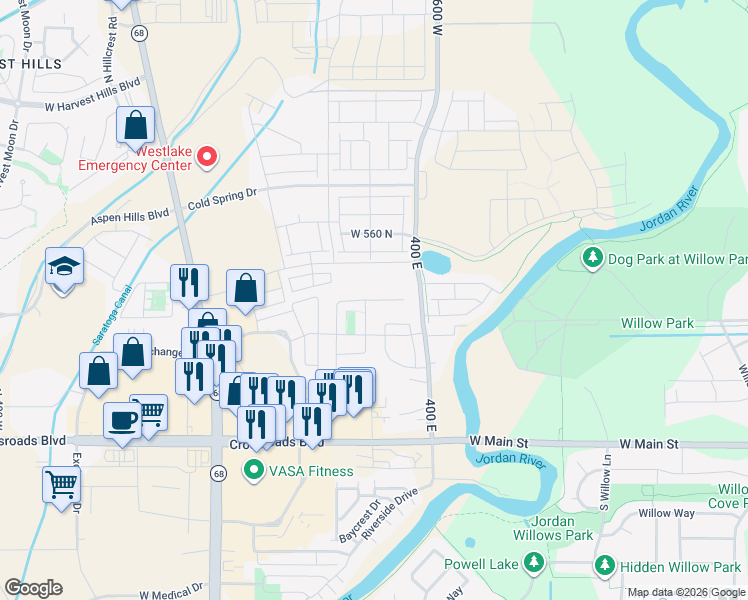 map of restaurants, bars, coffee shops, grocery stores, and more near 337 East Verano Way in Saratoga Springs