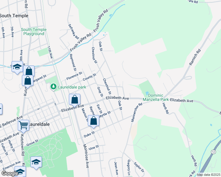 map of restaurants, bars, coffee shops, grocery stores, and more near 3411 Chestnut Street in Reading