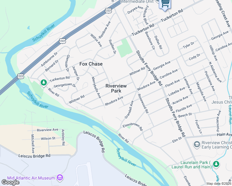map of restaurants, bars, coffee shops, grocery stores, and more near in Riverview Park