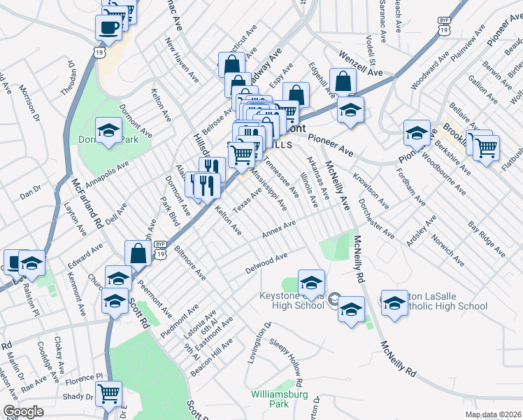 map of restaurants, bars, coffee shops, grocery stores, and more near 1230 Wisconsin Avenue in Pittsburgh