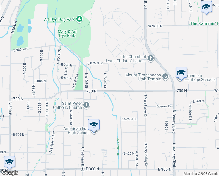 map of restaurants, bars, coffee shops, grocery stores, and more near 761 E 700 N in American Fork