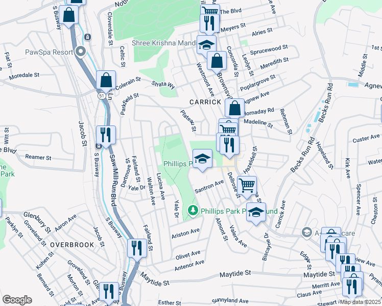 map of restaurants, bars, coffee shops, grocery stores, and more near 200 Parkfield Street in Pittsburgh