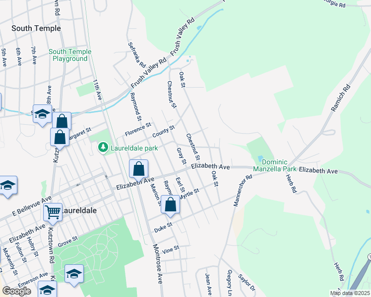 map of restaurants, bars, coffee shops, grocery stores, and more near 3425 Gray Street in Laureldale