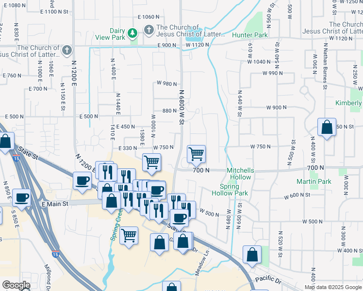map of restaurants, bars, coffee shops, grocery stores, and more near 7501 North 6800 West in American Fork