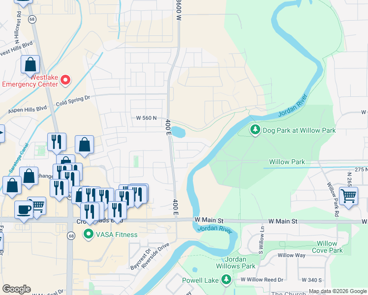 map of restaurants, bars, coffee shops, grocery stores, and more near 3592 Cornfield Drive in Lehi