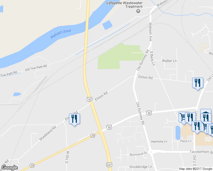 map of restaurants, bars, coffee shops, grocery stores, and more near 716 Elston Road in Lafayette