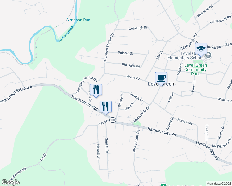 map of restaurants, bars, coffee shops, grocery stores, and more near 112 Wayne Drive in Trafford
