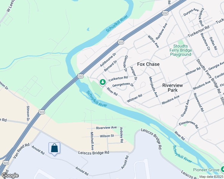 map of restaurants, bars, coffee shops, grocery stores, and more near 4029 River Road in Reading