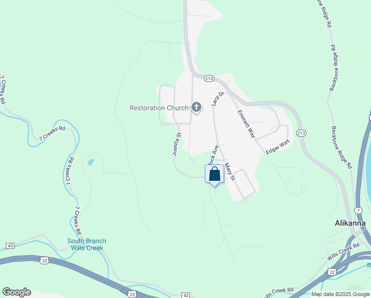 map of restaurants, bars, coffee shops, grocery stores, and more near 117 Juanita Street in Steubenville