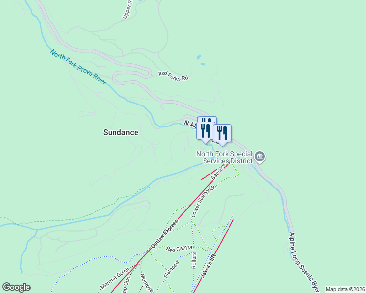 map of restaurants, bars, coffee shops, grocery stores, and more near 8841 The Mandan Knoll in Sundance