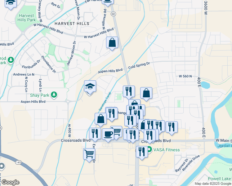 map of restaurants, bars, coffee shops, grocery stores, and more near 83 West Apache Road in Saratoga Springs