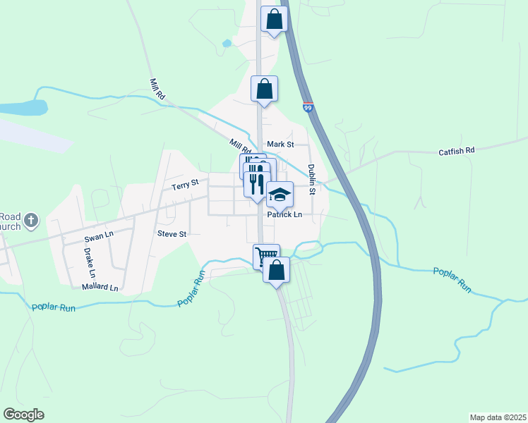 map of restaurants, bars, coffee shops, grocery stores, and more near 834 Patrick Lane in Newry