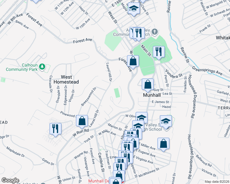 map of restaurants, bars, coffee shops, grocery stores, and more near in Homestead