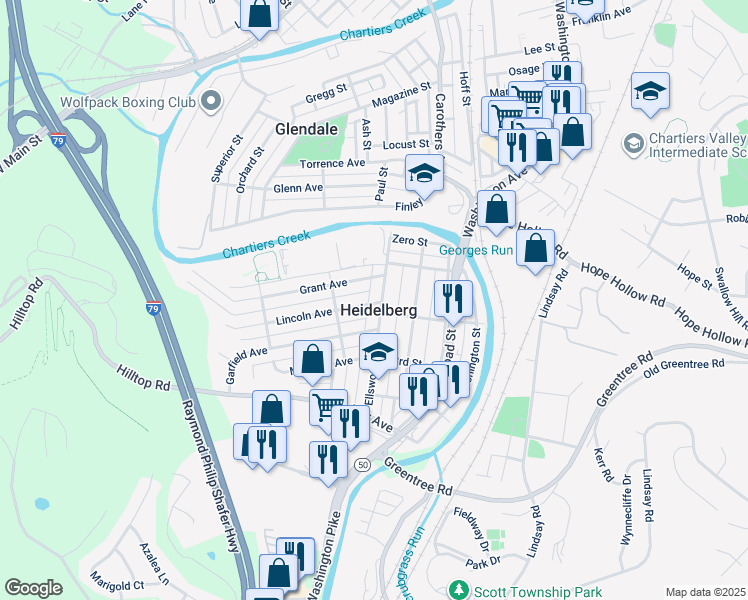 map of restaurants, bars, coffee shops, grocery stores, and more near in Heidelberg