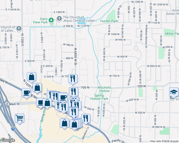 map of restaurants, bars, coffee shops, grocery stores, and more near 778 North 780 West Street in American Fork