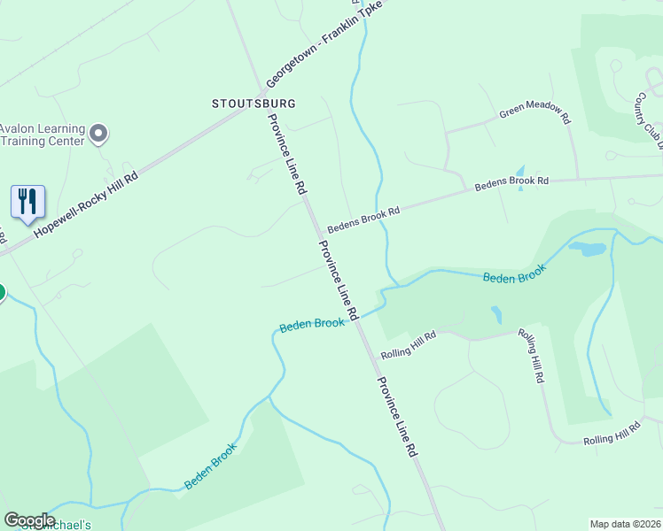 map of restaurants, bars, coffee shops, grocery stores, and more near 266 Province Line Road in Hopewell Township
