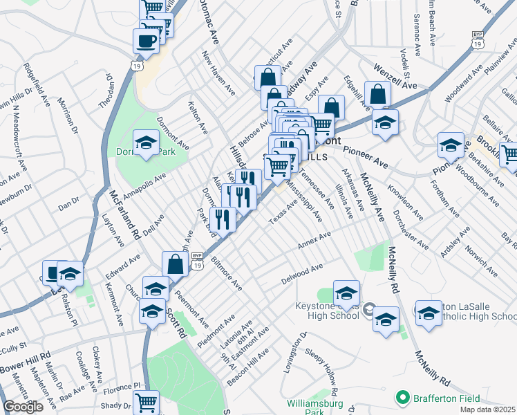 map of restaurants, bars, coffee shops, grocery stores, and more near 3015 West Liberty Avenue in Pittsburgh