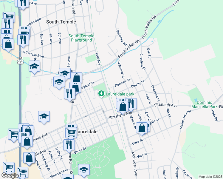 map of restaurants, bars, coffee shops, grocery stores, and more near 3532 Montrose Avenue in Laureldale