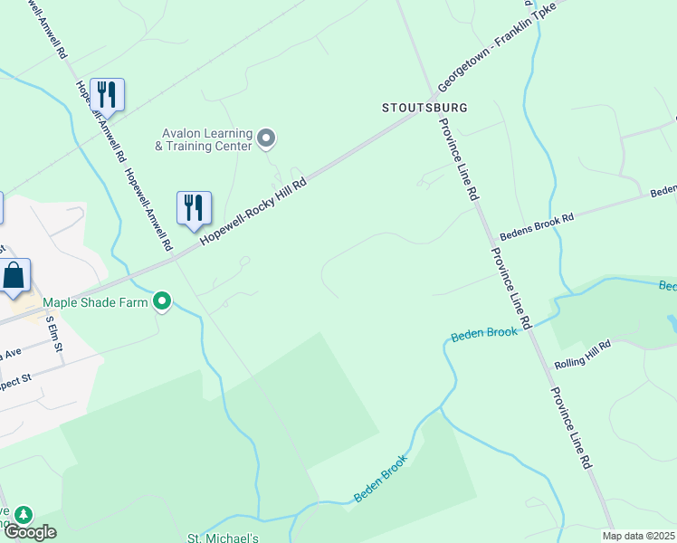 map of restaurants, bars, coffee shops, grocery stores, and more near 7 Benson Lane in Hopewell Township
