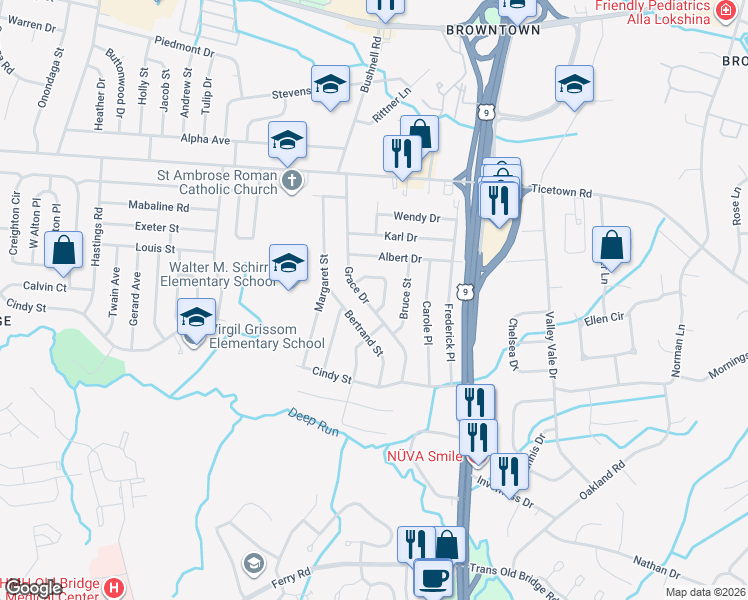 map of restaurants, bars, coffee shops, grocery stores, and more near 20 Island Drive in Old Bridge