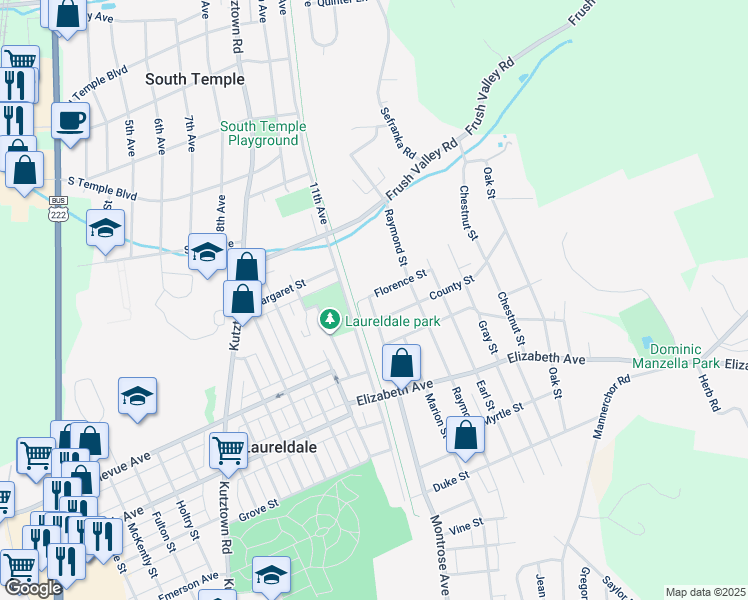 map of restaurants, bars, coffee shops, grocery stores, and more near 3545 Montrose Avenue in Laureldale