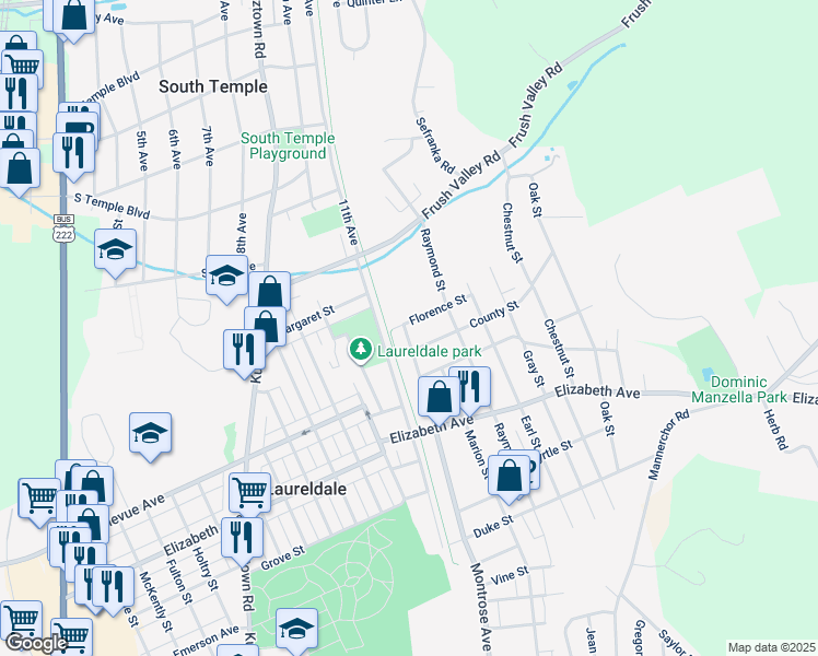 map of restaurants, bars, coffee shops, grocery stores, and more near 3545 Montrose Avenue in Laureldale