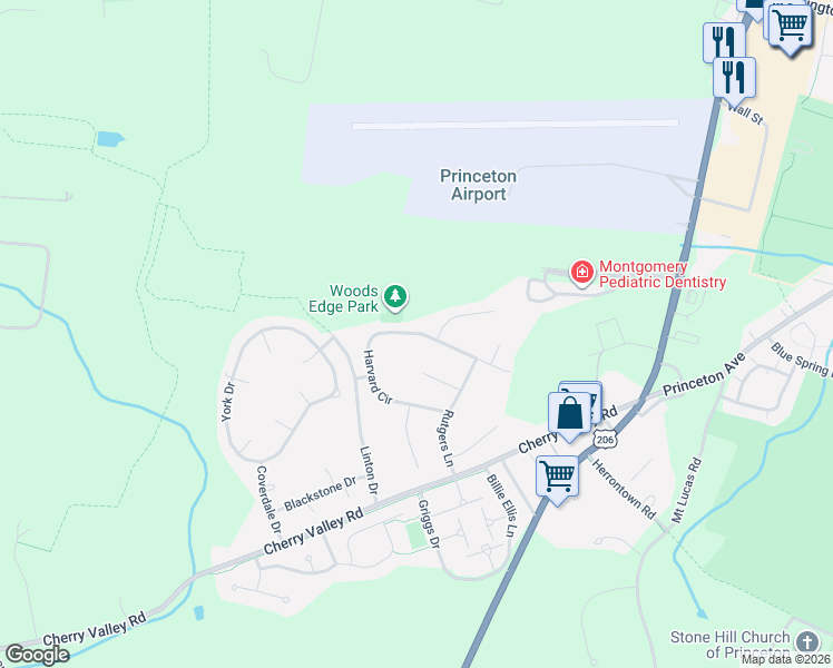 map of restaurants, bars, coffee shops, grocery stores, and more near 78 Harvard Circle in Princeton